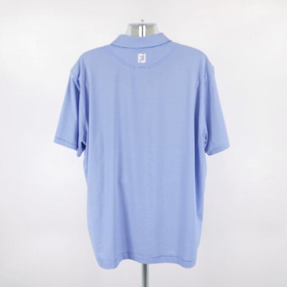 FJ Footjoy‎ Polo Shirt Collared Blue Striped 2XL Short Sleeve - Picture 6 of 9
